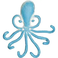Relaxdays Wandhaken Oktopus, 6 Garderobenhaken, Gusseisen, HBT 16,5 x