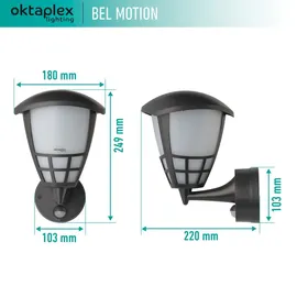 Oktaplex lighting Oktaplex Außenlampe mit Sensor Bel E27 Leuchtmittel Außenleuchte 230V IP54 Anthrazit