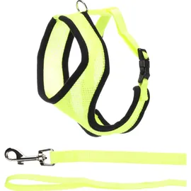 Karlie katzengeschirr - Harms gelbes Katzengeschirr mit Leine - atmungsaktives Mesh und stufenlos verstellbar - 37cm / 43-55cm / 120cm