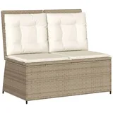 vidaXL Gartenbank Verstellbar mit Kissen Beige Poly Rattan