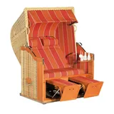 SonnenPartner - Strandkorb Classic 2-sitzer Halbliegemodell Natur/orange Mit Sonderausstattung