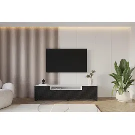 altdecor Zeno Lowboard 200 cm Schwarz/Weiß Holz