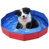 Gehanico Hundepool Planschbecken Badewanne | Wasserbecken Faltbarer Hunde Planschbecken Stabile Hundebadewanne rutschfeste Swimmingpool für Katzen Große & Kleine Hunde (50 * 8,Rot)