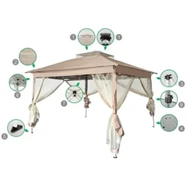Jet-Line Faltpavillon 3,35 x 3,35 m Beige