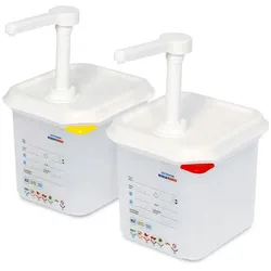 Soßenspenderset 2x GN1/6, inklusive Halterung mit Wanne zum Warmhalten/Kühlen