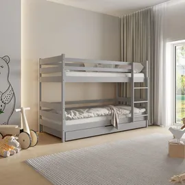 masseno Etagenbett SIMBA 80 x 160 cm Kiefer hellgrau silber
