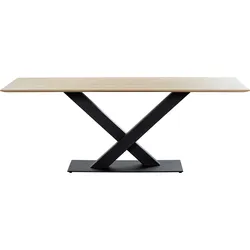 Esstisch K+W KOMFORT & WOHNEN, braun (asteiche natur, schwarz), B:200cm H:75cm T:90cm, Tische, in Asteiche natur, X-Untergestell aus Metall, 2 Größen wählbar