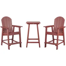 Beliani Bistro-Set, Rot, Kunststoff, Balkonmöbel, Balkonmöbel-Sets