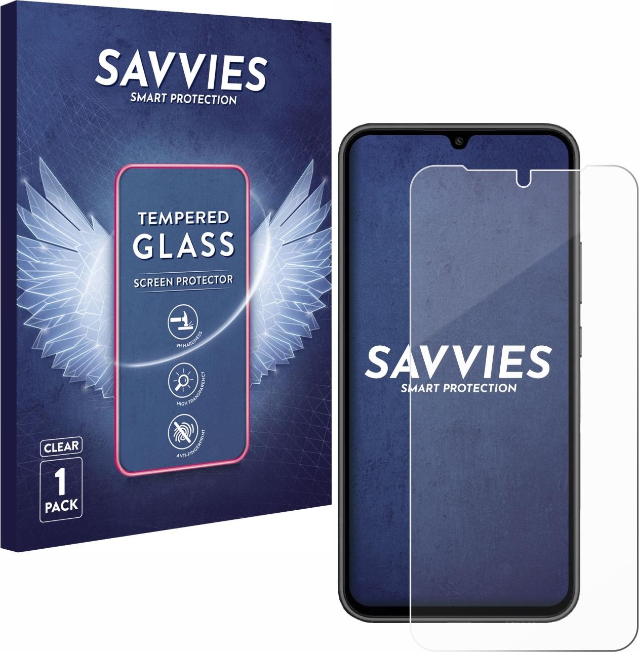 Savvies Panzerglas Schutzglas Displayschutz (1 Stück, Galaxy A34 5G), Smartphone Schutzfolie