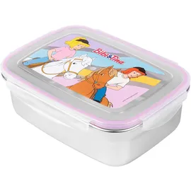 UNITED LABELS Bibi & Tina Brotdose 20x14,5x6,5 cm, Edelstahl, BFF Pferde Lunchbox auslaufsicher, Brotbox mit Deckel