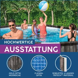 BESTWAY Power Steel Frame Pool oval Set 732 x 366 x 122 cm inkl. Filterpumpe (5-tlg.)