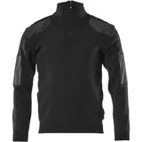 Mascot Strickpullover mit kurzem Reißverschluss Schwarz 4XL