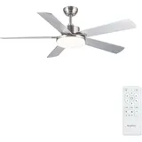 Silberner Deckenventilator Mit Beleuchtung Und Fernbedienung, 107 Cm, Leiser Deckenventilator Für Schlafzimmer, Deckenventilator Mit Wendbaren Flügeln, 6 Geschwindigkeitsstufen, 3 Timer