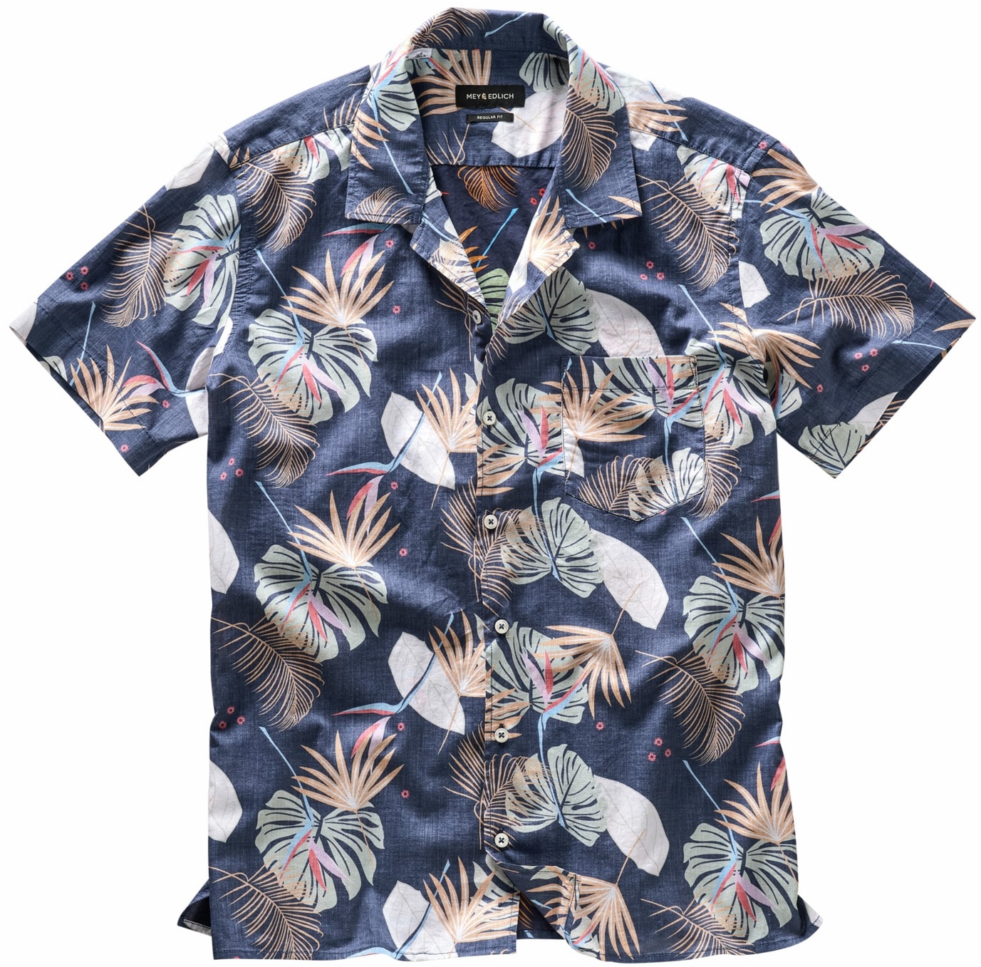 Mey & Edlich Herren Hemd Guten-Abend-Hawaiihemd Kurzarm blau 40 - 40