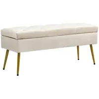 Homcom Sitzbank Beige Kunststoff, 102x43x35 cm Esszimmer, Bänke, Sitzbänke