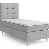 MR GROUP Boxspringbett MONO 90x200 links Kinderbett Jugendbett Einzelbetten Bett mit Stauraum Polsterbett Matratze Topper H3 Schlafzimmer hellgrau - Grau/Hellgrau