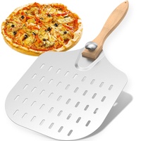 Toaboa Perforierter Pizzaschieber 60 x 30.3 cm Pizzaschaufel aus Aluminium mit Abnehmbarem & Faltbar Griff Pizzaheber Edelstahl Langlebig Leicht Pizza Schaufeln für Pizza Kuchen Gebäck usw (A)