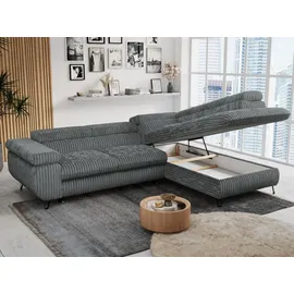 MKS Meble Eckcouch Cord 3-Sitzer Grau