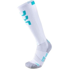 UYN Damen Ski Evo Race Socke, White/Water Green, 39/40