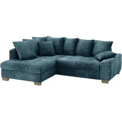 Ecksofa MR. COUCH "Nikita II, L-Form", blau, B:243cm H:88cm T:190cm, Dolce (100% Polyester), Sofas, Wahlweise mit Kaltschaum, EasyBett, Bettkasten
