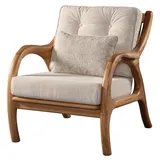 JVmoebel Lounge-Sessel mit Holzgestell 65 x 80 x 70 cm Beige