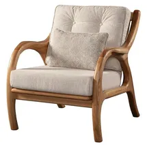 JVmoebel Lounge-Sessel mit Holzgestell 65 x 80 x 70 cm Beige