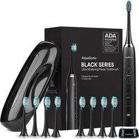 Aquasonic Black Series Ultra Aufheller Zahnbürste - ADA Akzeptierzte Elektrische Zahnbürste - 8 Bürstenköpfe & Reiseetui - Kabelloses Laden - 4 Modi mit Smart Timer