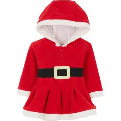 Weihnachts-Outfit Kleinkinder Weihnachts-Kleid mit Kapuze und Knöpfen niedliches Kinder Winter-Kleid  938630 Rot - 68/74