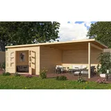 Gartenhaus Pultdach 4m Anbau Holz Garten Holzhaus Gerätehaus Blockbohlenbau