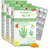 NORSAN Omega 3 vegan KIDS JELLY 120 hochdosiert (3x120 Stück) / Omega 3 vegan hochdosiert 220mg pro Kaugeleedrops/veganes Omega 3 mit EPA & DHA/Omega 3 Kids mit Tutti-Frutti-Geschmack