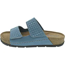 ROHDE Pantolette Leder Kork Klettverschluss Glitzer Soave 5414, Größe:41 EU, Farbe:Blau - 41