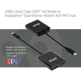 Club 3D Club3D CSV-1555 USB-C®(DP Alt-Mode) / DisplayPortTM Dual Monitor 4K60Hz M/F MST Hub