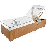 Sonnenliege Gartenliege Liege Liegestuhl Strandliege Polyrattan Rattan Natur