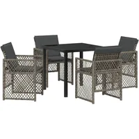 vidaXL Garten Essgruppe 5 pcs Grau Poly Rattan