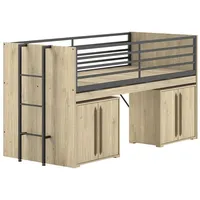 Vipack SAM halbhohes Bett mit ausziehbarem Schreibtisch, 2 Kommoden
