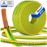HB-DIGITAL 5m - 500m Erdungskabel H07V-K 1x16mm2 Grün/Gelb Solarkabel, (3000 cm), PVC-Isoliermantel gelb|grün