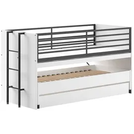 Vipack Halbhochbett SAM 90 x 200 cm Eiche Melamin Dekor weiß schwarz