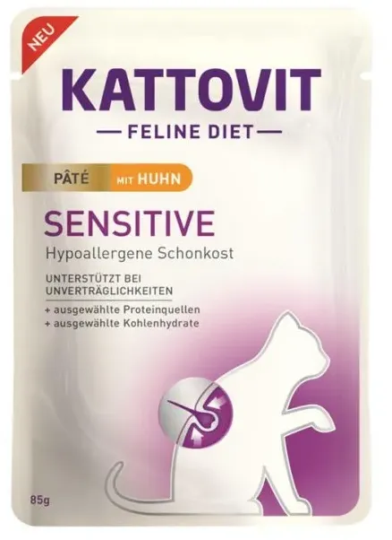 Kattovit PB Feline Sensitive Pate mit Huhn 10x85g