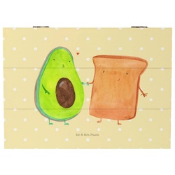 Mr. & Mrs. Panda Dekokiste Avocado + Toast – Gelb Pastell – Geschenk, Hochzeitsgeschenk, Gesund, Hochzeit, Erinnerungsbox, Schatzkiste, Toastbrot, Liebe, Freundin, Dekokiste (1 St) gelb