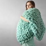 YUANP Gestrickte Strick Grobstrick Decke,Chunky Wolle Strickdecke Groß Grob Gestrickte Decke Yarn Grau Blanket Felldecke Dicke Kuscheldecke Plaid Wohndecke,Lightgreen-200 * 200