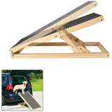 Unabhängige Hunderampe Dog Ramp Indoor & Outdoor, aus Echtholz, mit 2 Höhenverstellbar und Rutschfestem Teppich, Zusammenklappbares Tragbares Design, für Bett, oder Sofa- 70 cm x 35 cm