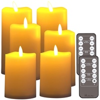 Britesta Outdoor Kerzen: 6er-Set flackernde LED-Kerzen, dimmbar, 3 Größen, Fernbedienung, IP44 (LED Kerzen außen, LED Kerzen Kunststoff, Fernbedienungen)