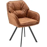 invicta INTERIOR Drehbarer Retro Design Stuhl MR. Lounger Hellbraun mit Armlehne Esszimmerstuhl Drehbar