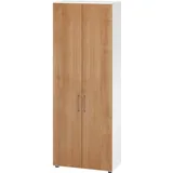 HAMMERBACHER Aktenschrank 968T6, V968T6/W/N/BS weiß, nussbaum 5 Fachböden 80,0 x 42,0 x 215,6 cm