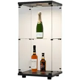FUROKOY Glasvitrine Vitrinenschrank mit Glastüren und Beleuchtung Sammlervitrine 2 Lagen 43.5x36.5x86.2 cm,Transparenter,mit Glastür,für Sammlerstücke schwarz|weiß