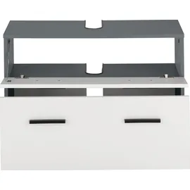 INOSIGN Waschbeckenunterschrank INOSIGN "Skara", grau (anthrazit, weiß), B:80cm H:55cm T:35cm, Spanplatte, Schränke, Waschbeckenunterschrank, mit Klappe und Schubkasten, schwarze Griffe, Breite 80 cm, Höhe 55 cm