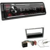 EHO Kenwood KMM-BT209 1-DIN Autoradio Bluetooth USB AUX mit Einbauset für Opel Corsa C 2000-2004 aluminium