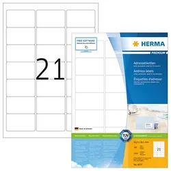 2.100 HERMA Etiketten 4677 weiß 63,5 x 38,1 mm