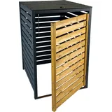 dobar Mülltonnenverkleidung 240 L, schwarz-braun, 77x87x121 cm - Braun