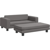 vidaXL Kindersofa mit Hocker, Couch für Kinder, Kindercouch mit runden Kanten, Kindersessel Minisofa Polstersofa Kindermöbel Sofa Kinderzimmer, Grau Kunstleder